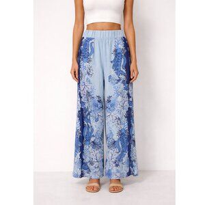 Lilly Pulitzer Bal Harbour Palazzo Pants Bonaire Blue Just a Little Koi SMALL